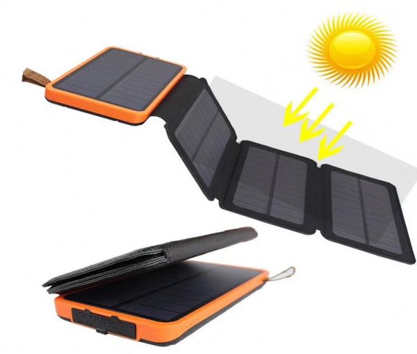 

8w waterproof solar power bank 20000mah high efficiency folding solar panel universal battery charger with led camping lamp for ch3195057