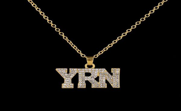 

exquisite rhinestone letter yrn pendant necklaces men039s zircon hip hop jewelry color silver gold long chain necklace9257393