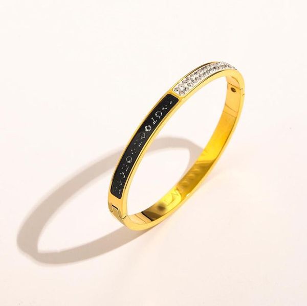 

europe america fashion style bracelets bangle women bangle luxury designer jewelry 18k gold plated stainless steel wedding lovers 3174493, Black