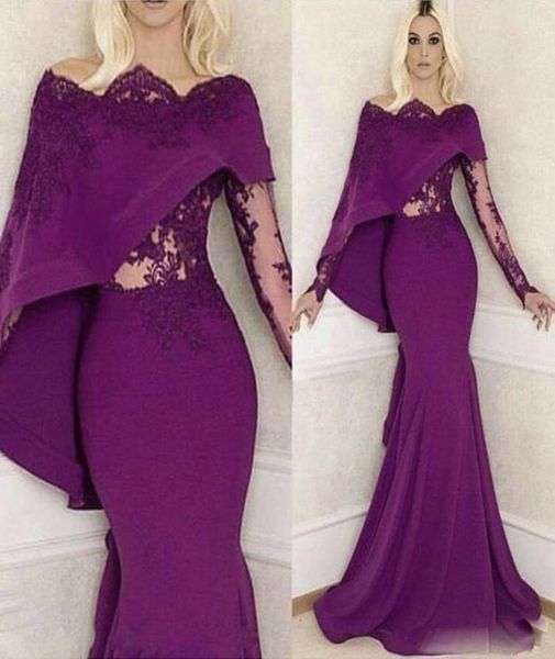 

elegant purple robe bal de promo mermaid evening dresses with long sleeve off shoulder custom made formal prom gowns2292537, Black;red