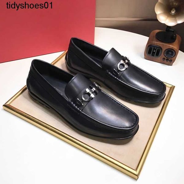

feragamos dress shoes men's genuine leather spring and autumn new breathable fashion versatile casual step on new fashion men's le, Black