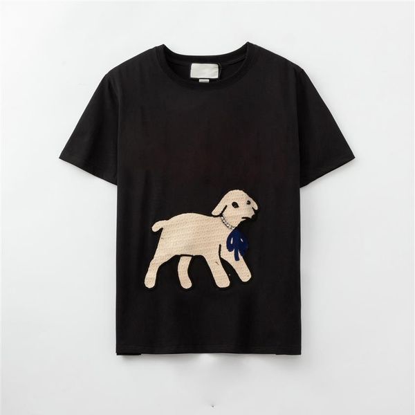 

100%cotton embroidery dogs womens t-shirt mens t shirts couple casual 3 colors style designer shirt size breathable comfortable m-2537, White;black