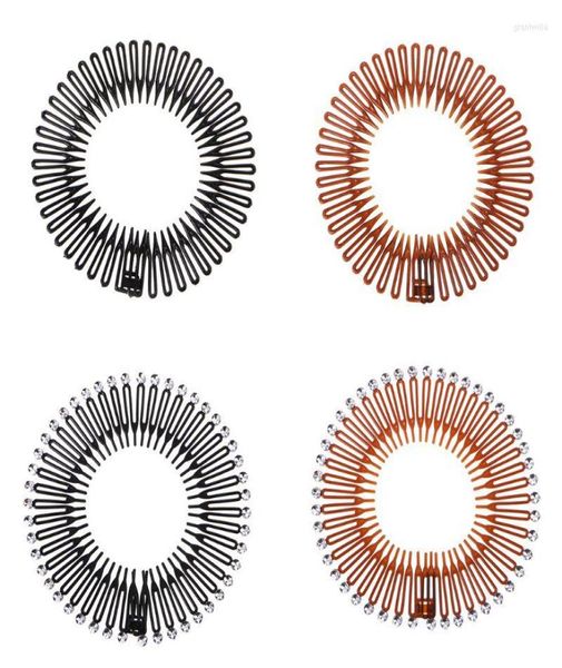 

hair clips 5pcslot cute plastic full circle stretch flexible comb teeth headband band clip8380939, Golden;silver