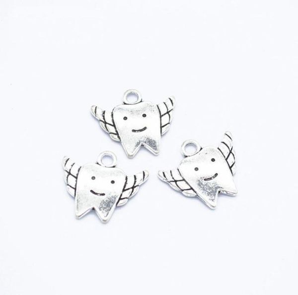 

300pcslot charms tooth fairy teeth 2018mm antique making pendant fitvintage tibetan silverdiy bracelet necklace8213836, Bronze;silver