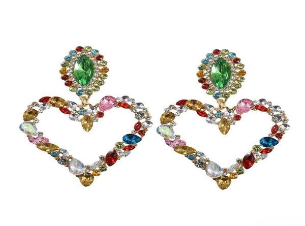 

dominated exaggerated fashion with full crystal heart shape dangle earrings contracted joker long women drop earrings jewelry4337111, Silver