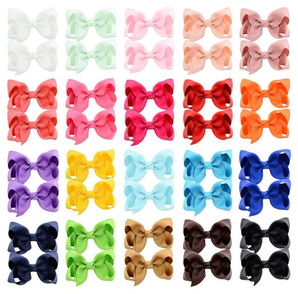 

hair bows hairpins korean 3 inch grosgrain ribbon hairbows baby girl accessories with clip boutique ties  colors5012315, Slivery;white