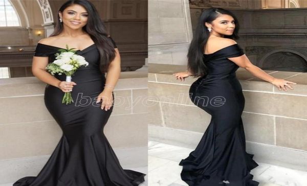 

black mermaid long bridesmaid dresses plus size off shoulder floor length garden maid of honor wedding party guest gown2742649, White;pink