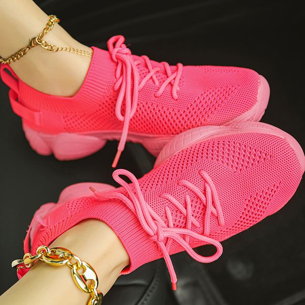 

dress shoes women's sneakers breathable knitted casual women socks shoes lace up ladies flats female spring vulcanized running shoes 23, Black