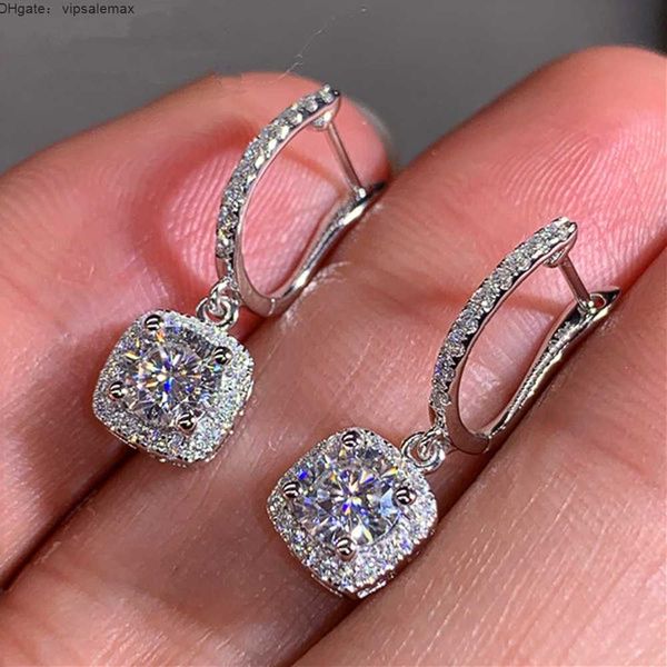 

huitan new trendy square shape drop earrings brilliant bridal engagement wedding jewelry elegant female dangle earring nice gift, Golden