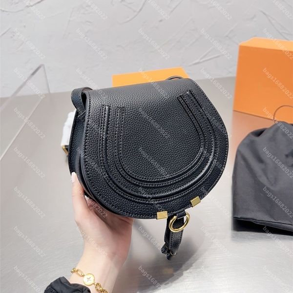 

real cowhide chioe bags women one shoulder crossbody bag designer handbag hudson saddle bags rivet decoration satchel chain bag fashion