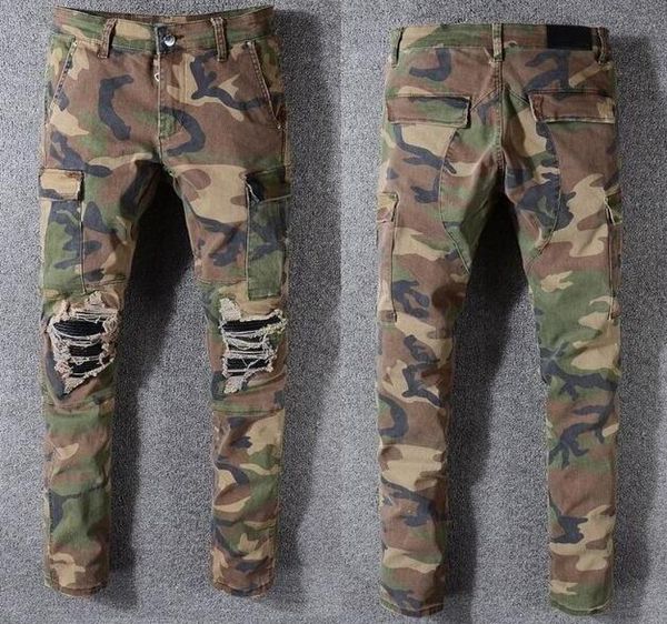 

new arrival camo jeans new fashion designer mens ripped biker casual denim pants hip hop jeans for skinny jeans9055647, Blue
