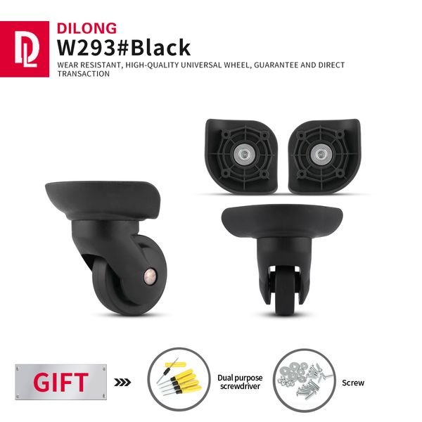 

bag parts accessories dilong w293 universal wheels pulleys scaffolding trolley case wheel replacement suitcase luggage accessories password, Black