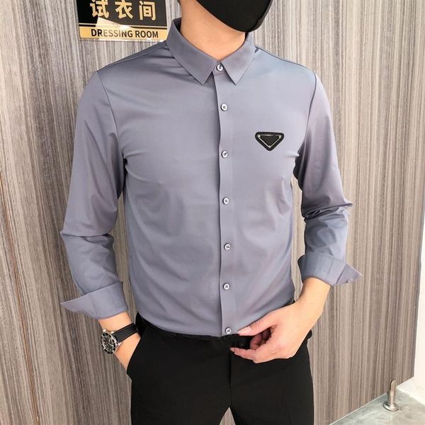 

designer shirt mens dress shirt fashion society men solid color business casual menss long sleeve size -5xl331c, White;black