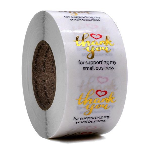 

500pcsroll quotthank you for supporting my small businessquot kraft gold foil stickers transparent handmade sticker5710510