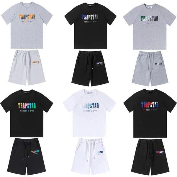 

trapstar mens t-shirts t shirt designer shirts embroidery printed letter luxury rainbow color summer sports casual cotton short sl298j, White;black