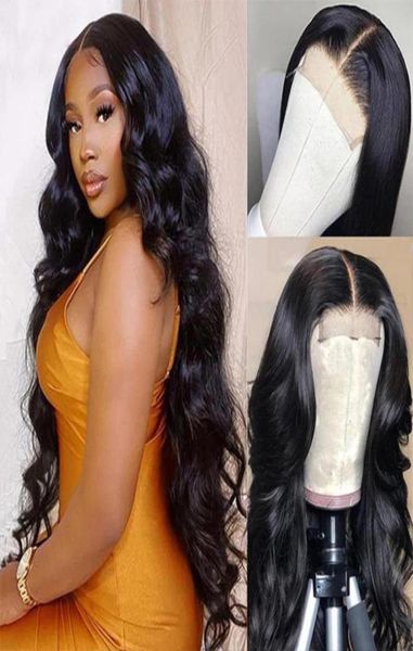 

ishow 55 transparent lace closure wig 28 34 40 inch loose deep curly body water straight brazilian human hair front wigs peruvian75279509, Black;brown