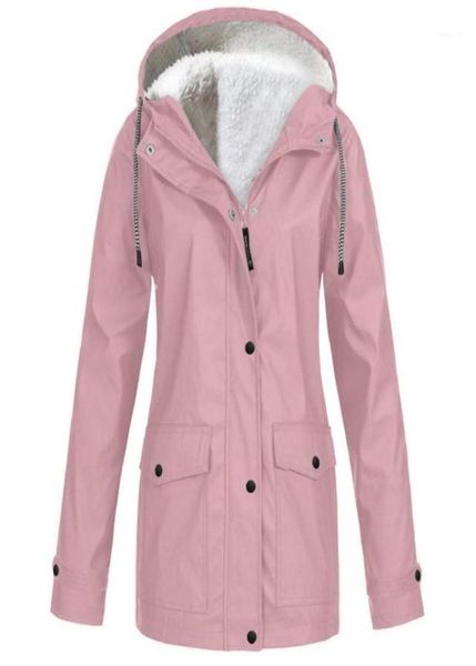 

plus size women jacket coat fleece autumn winter rain coat waterproof windproof hooded camping tour4552962, Black;brown