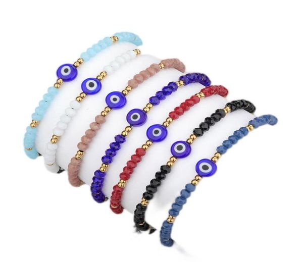 

handmade jewelry gifts braided strands rope chain colorful crystal beads bracelets for women evil blue eye friendship bracelets dl3752308, Black