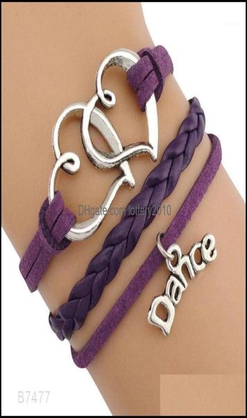 

jewelrydance dancer music note treble clef wave ballet heart infinity love charm bracelets purple women men jewelry gift custom1 d1991888, Golden;silver