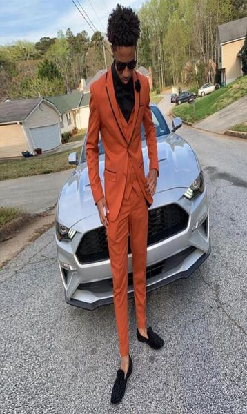 

handsome orange slim fit mens suits notched lapel wedding tuxedos for men three piece prom blazers jacketpantsvest2621073, Black;gray