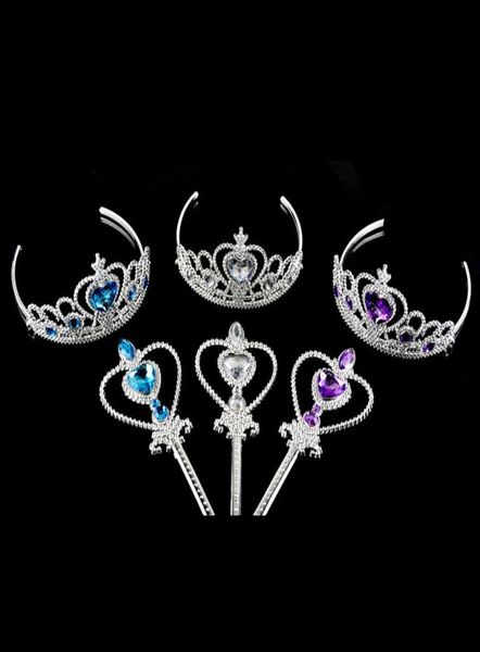 

fashion princess style hair accessories crown and magic stick lovely birthday party cosplay for girls multi colors choice279i1647202, Slivery;white