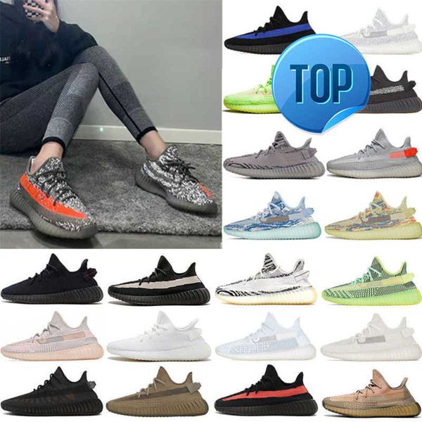 

3m static yeeziness 350 v2 running shoes reflective black white zebra beluga 2.0 sesame butter semi frozen yellow cream men women walking ou