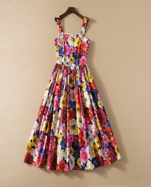 

european and american women039s wear spring 2022 new condole belt floral print fashionable cotton pleated dress3872353, Black;gray