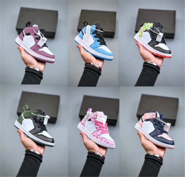 

2023 kids shoes jumpman 1s for sale boys basketball 1 shoe children black mid high sneaker chicago designer blue trainers baby kid youthtodd