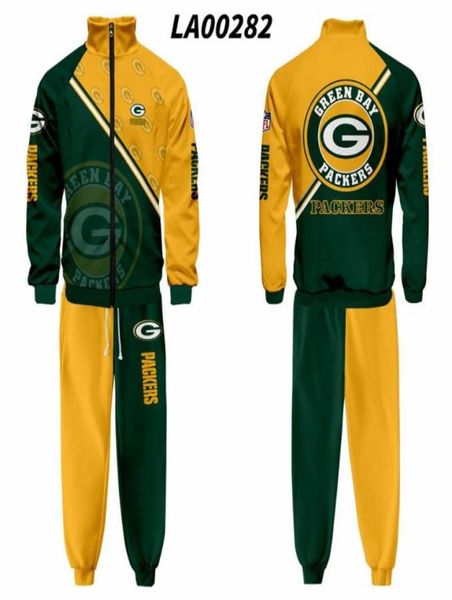 

men039s tracksuits green sets packers 3d print zip up hoodie sweatshirt fitness jogging sweatpants quality sports uniform set6462104, Gray