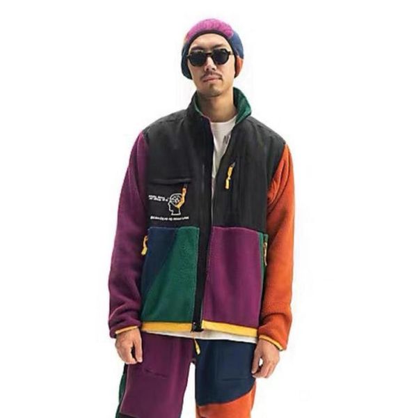 

20fw color matching splice fleece jacket men women windproof zipper jacket winter warm coats fashion high street outwear15850278556574, Black;brown