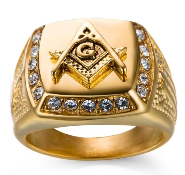 

mason masonic band 18k gold plated stainless steel ring vintage mason jewelry rings for men by 8011608, Silver