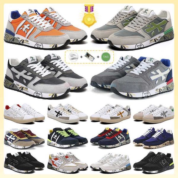 

new premiata mens womens running shoes italy mick lander django sheepskin genuine leather trainers sports sneakers for men and women, Black