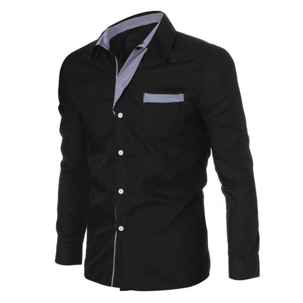 

fashion formal shirts for men luxury long sleeve casual slim fit dress shirt turn-down collar buttons blouse camicia uomo263w, White;black