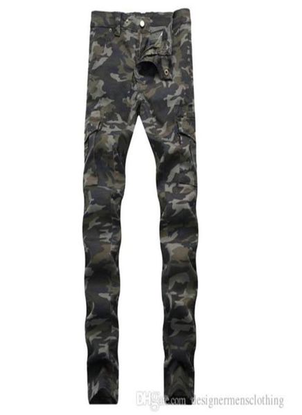 

wrinkled slim mid waist men jeans army green pockets mens straight jeans with zipper fashion male apparel5784284, Blue