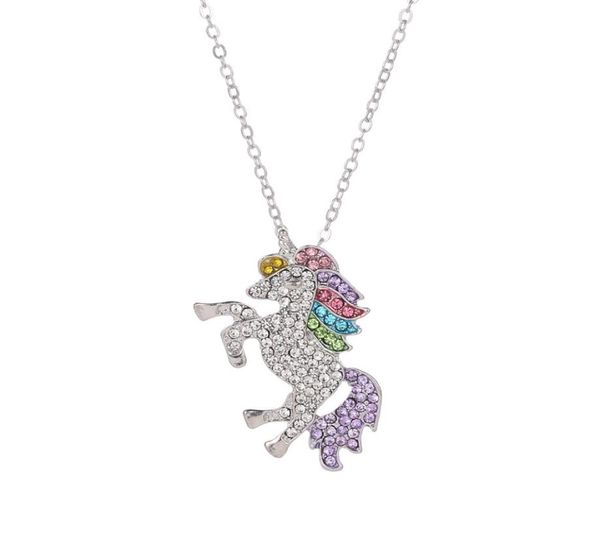 

personality simple rhinestones unicorn pendant necklace temperament sweet girl women fashion jewelry accessories8685924, Silver