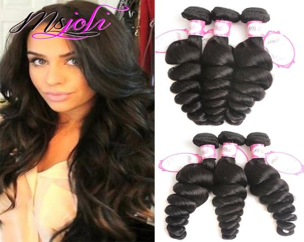

malaysian virgin human hair unprocessed loose wave natural color three bundles queen hair 3picslot double weft from msjoli7530515, Black