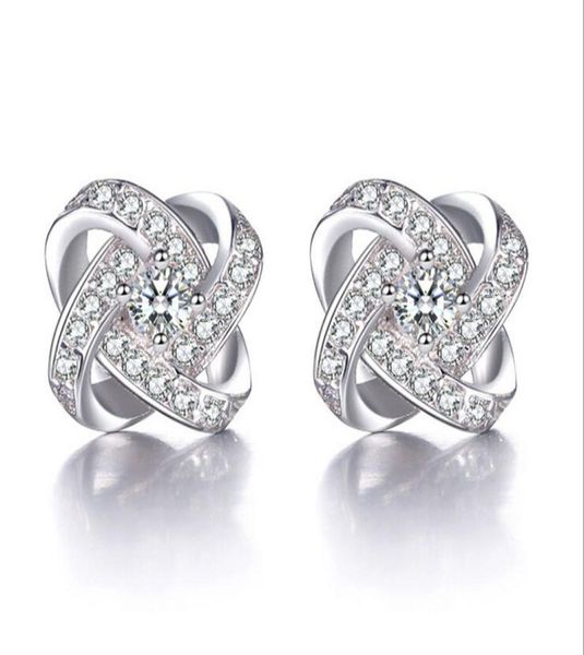 

shinning crystal stud earrings love forever women jewelry white bohemian women wedding earring jewelry 925 sterling silver stud ea4401761, Golden;silver