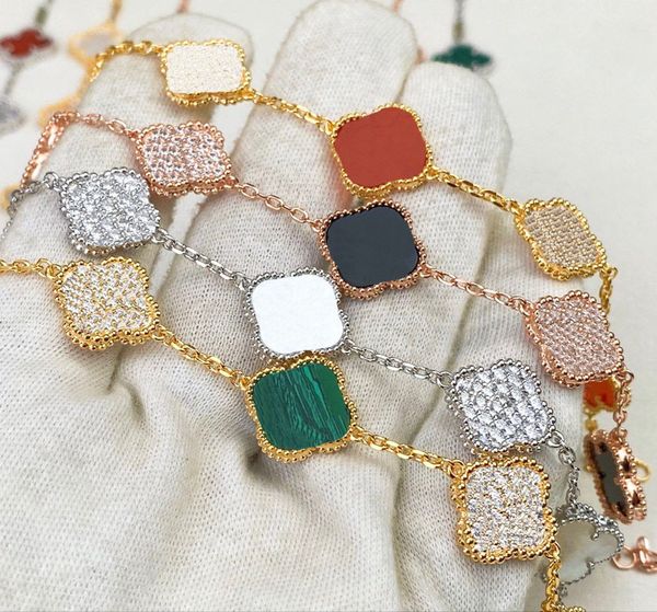 

bracelets four leaf clover necklace designer jewelry womens gold pendant womens letter red agate shell jewelry girls' party wedding gif, Black