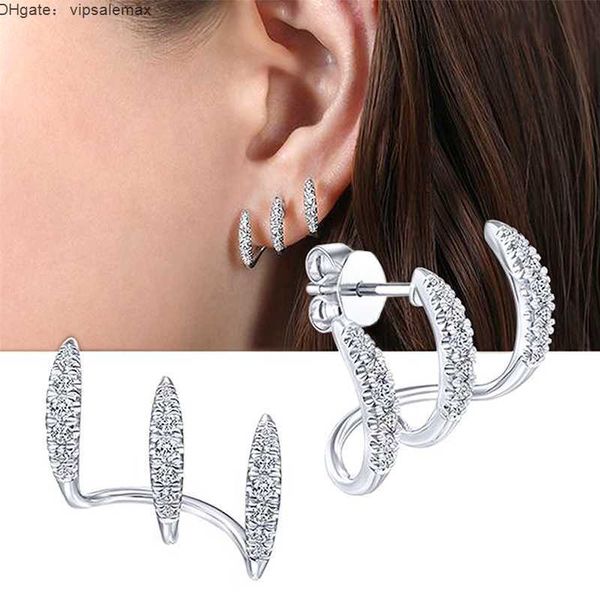 

huitan silver color claws stud earrings with crystal aaa cz stone modern design fashion versatile accessories women 2022 jewelry, Golden