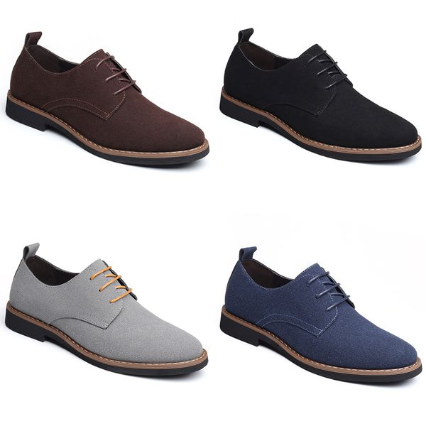 

2023 matte leather business shoes men black brown bule grey anti-suede mens trainers sneakers breathable casual