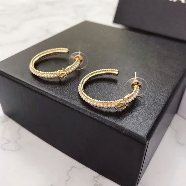 

luxury letters designer brand stud earrings 18k gold circle elegant pearl charm earings earring ear rings jewelry gift, Golden;silver