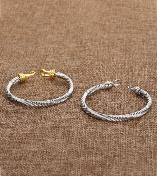

bangle silver ed cuff bangle fashion men bracelets charm bracelet hook 5mm wire woman designer cable mens jewelry exquisite s8106238, Black