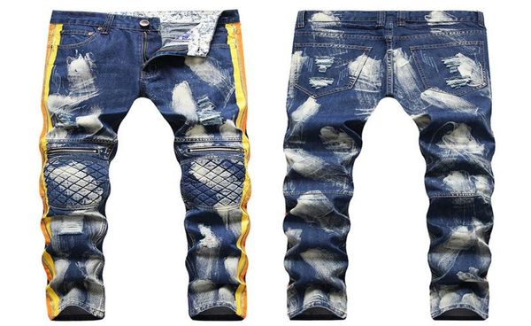 

men039s jeans 2021 gilding threecolor edge strip ma qi point knee square sponge pad zipper decorations4531145, Blue