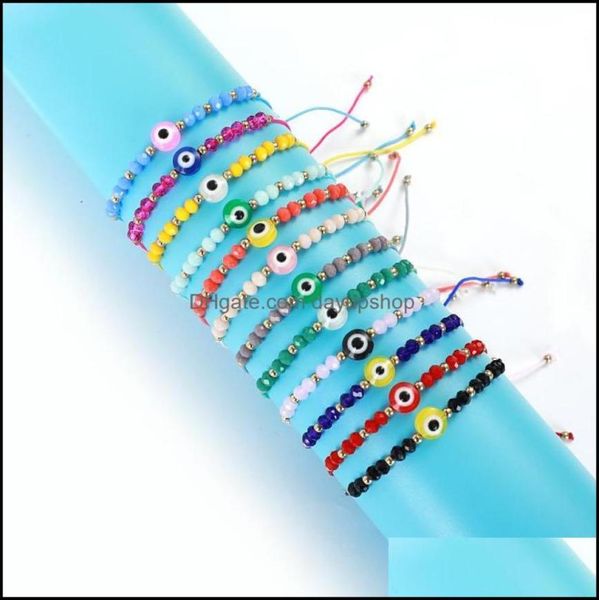 

charm bracelets 12pcpack summer candy color evil eye bracelet glass crystal seed bead friendship jewelry lovely women men dayupsh1987197, Golden;silver