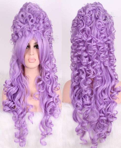 

marie antoinette baroque lavender renaissance long wave curly cosplay wig1559856, Black