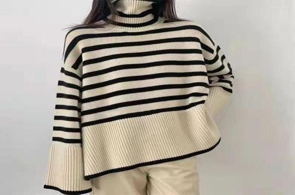 

women039s sweaters women039s autumn and winter striped slit knit sweater women 2022 korean long sleeve pullover allmatch we1524192, White;black