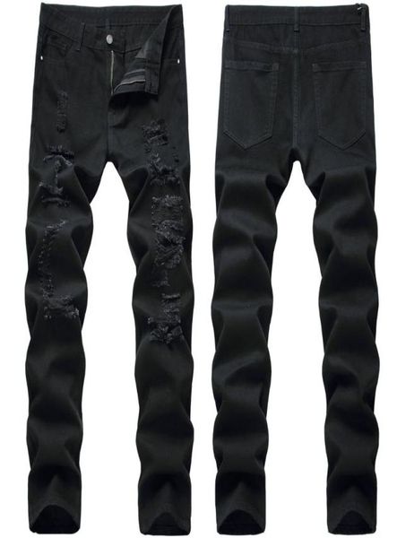 

men high street ripped jeans black trendy men pants012349858271, Blue