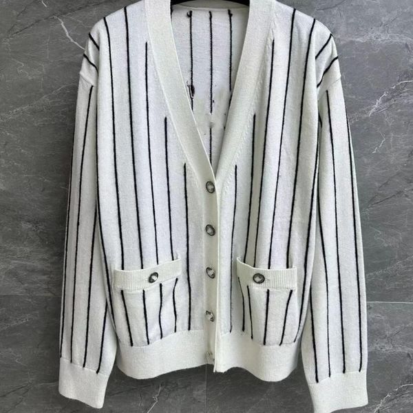 

women's sweaters cardigan v-neck knitted designer sweater fashion autumn and winter long sleeve jacket, White;black