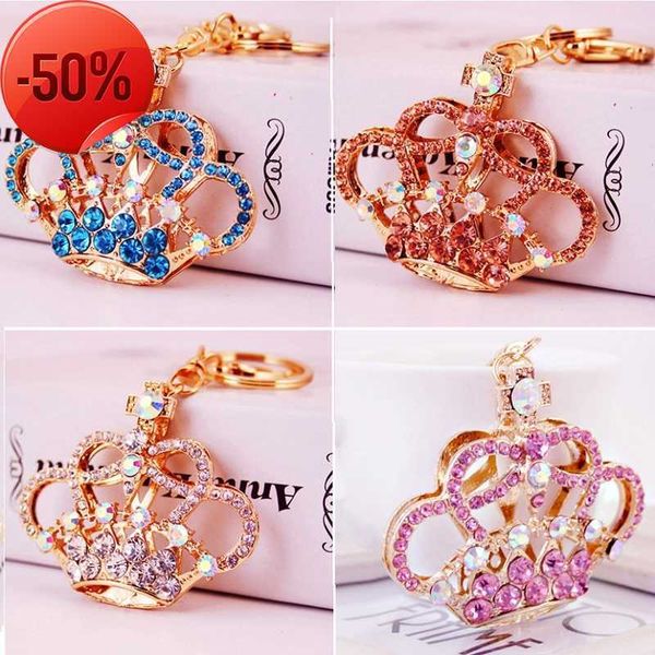 

keychains lanyards creative crown keychain women bag charm crystal rhinestone key chain ring fashion holder car keyrings trinket unisexess, Silver