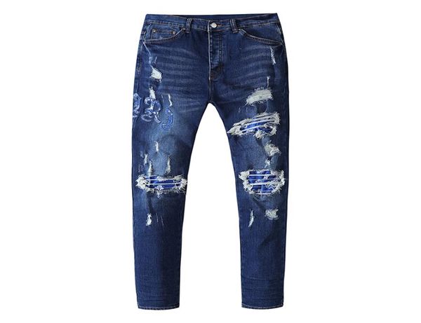 

whole have stock mens custom logo slim fit trendy jeans pant6525773, Blue